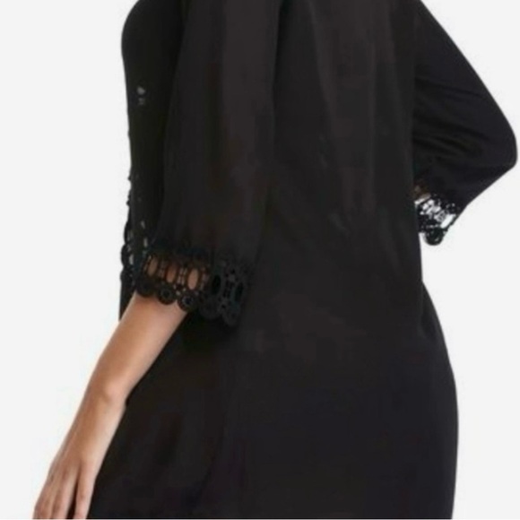 MIYANG Black Crochet Deep-V Swim Cover Up Tunic - Size S - Picture 3 of 7